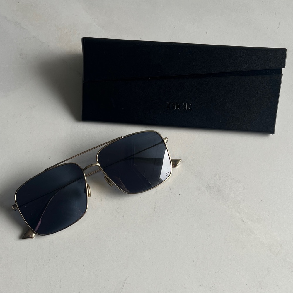 Vintage Dior Gold and Dark Wire Frame Aviator Sunglasses